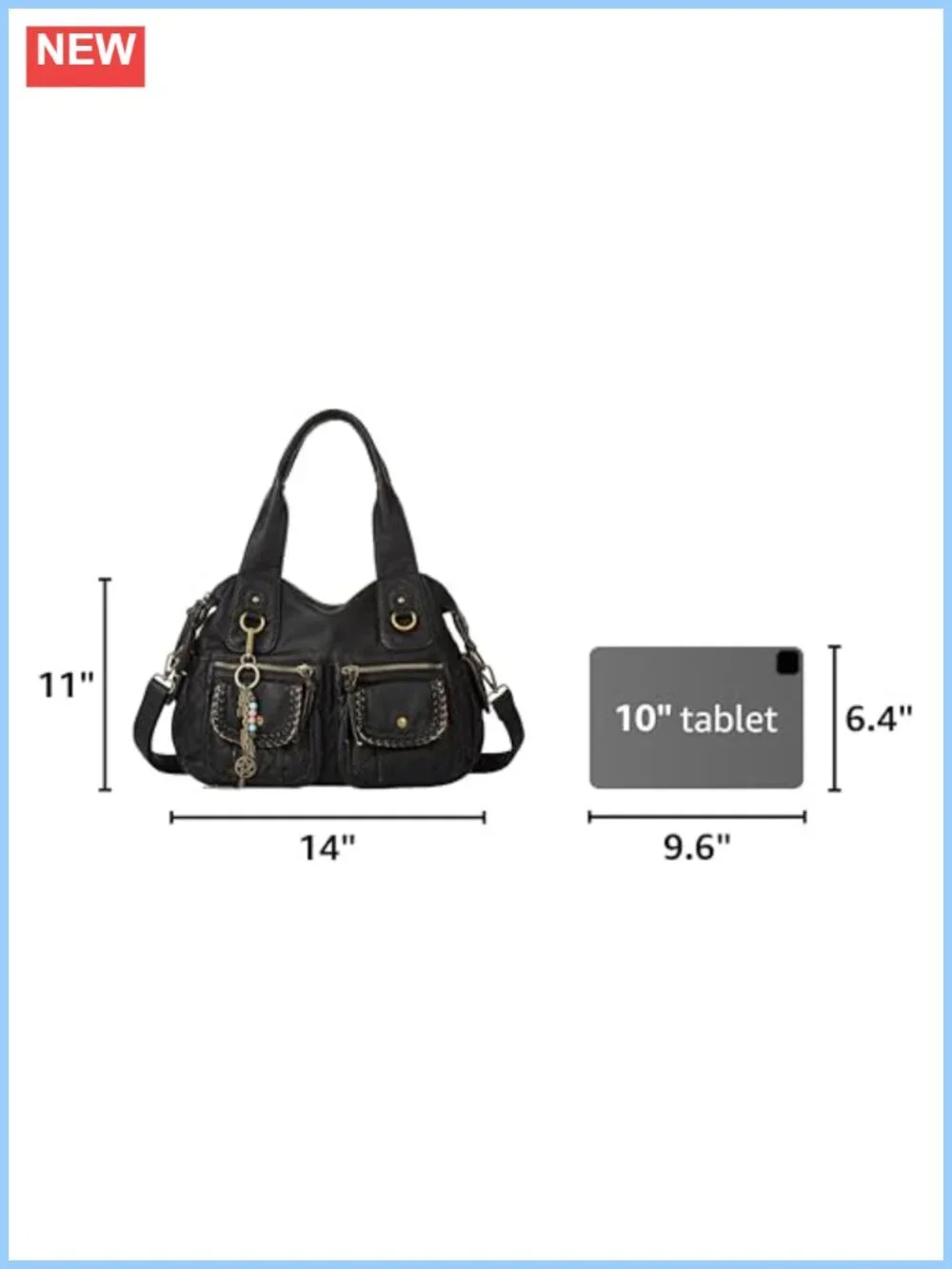 Women's Hobo Purse Vegan Leather Multi Pocket Tote Shoulder Bag